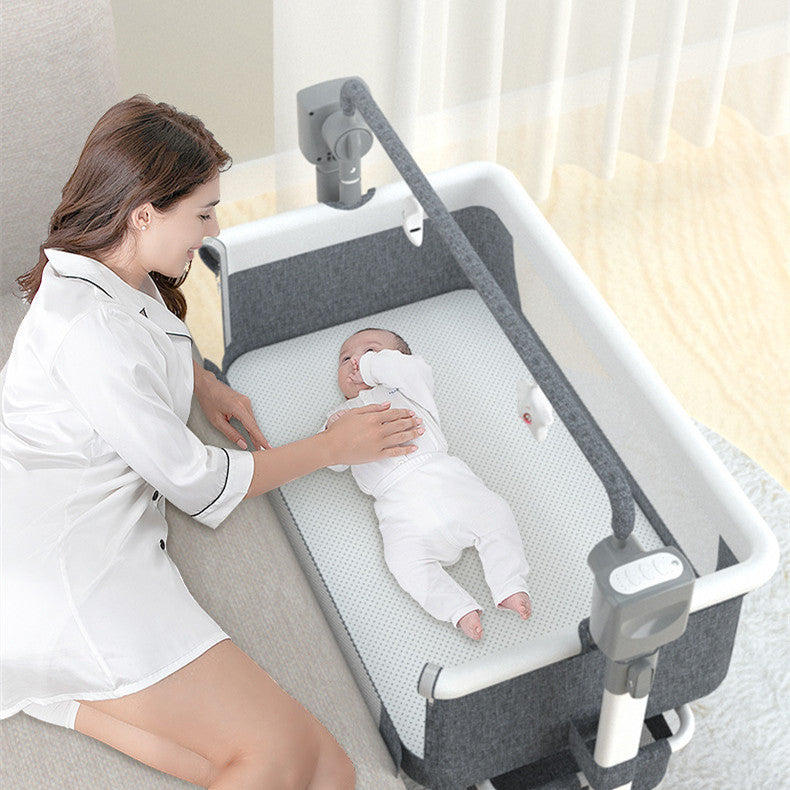 Portable Baby Bed Electric Bassinet Splicing Bed Foldable Newborn Baby Bedside Bed Baby Bed 0 null