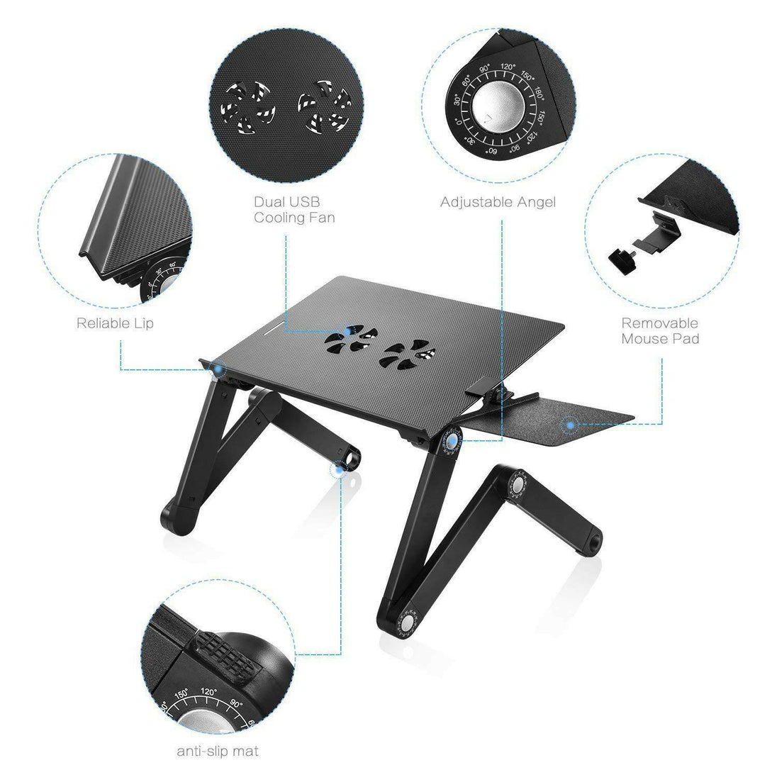 Folding Computer Desk Notebook Computer Stable With Double Fan Bathroom Storage Zimivas