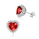 Birthstone Zircon Earrings for Women Girls Heart Shape Stud Earrings Silver 5 null