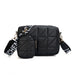 2Pcs Rhombus Shoulder Bag With Wallet Letter Print Wide Shoulder Strap Small Square Bag Large Capacity Cell Phone Crossbody Bags Black bag Zimivas