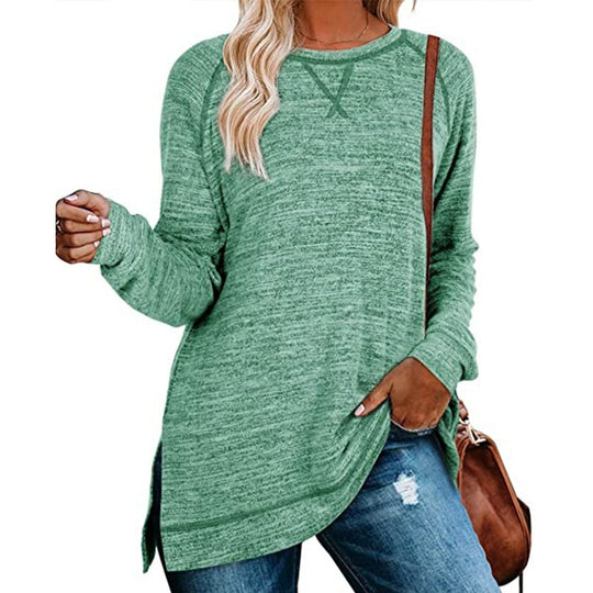 Women's Long Sleeve Loose Casual Fall Pullover Solid Color Top Women Clothing Zimivas