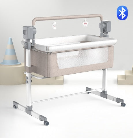 Portable Baby Bed Electric Bassinet Splicing Bed Foldable Newborn Baby Bedside Bed Baby Bed 601 Khaki Bare Bed Mattress 0 null