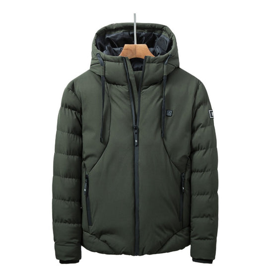 Men Women Cotton Coat USB Smart Electric Heated Jackets Winter Thicken Down Hooded Outdoor Hiking Ski Clothing 7XL Army Green men Zimivas