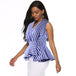 Sleeveless V-neck ruffled striped shirt Women Clothing Zimivas