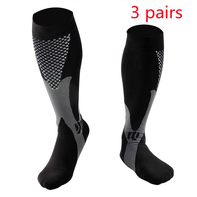 New Stretch Sports Pressure Men's And Women's Riding Soccer Socks Black 3pairs 0 null