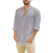 Men's Linen Hippie Shirts Casual Button Up Long Sleeve Loose Fit Beach Shirts hot style solid color stand-up collar shirt Grey Men Clothing Zimivas