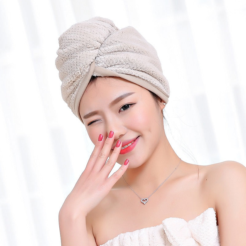 Hair cap, women's absorbent headscarf, long and short hair shower cap, quick drying towel, cute hair wiping, dry hair towel Khaki eprolo