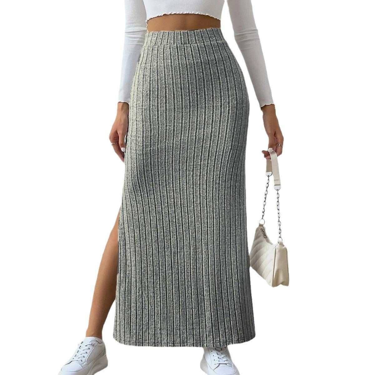 Spring/Summer New High Waist Side Split Slim Fit Knitted Skirt for Women eprolo