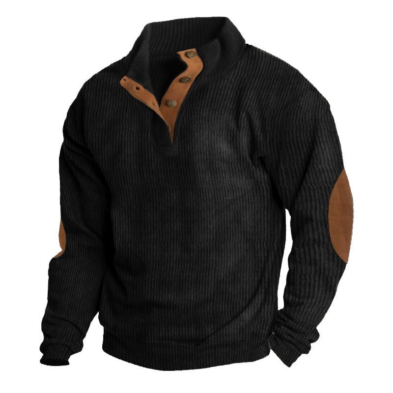 Men's Outdoor Casual Stand Collar Long-sleeved Sweater Black 5xl Men Clothing Zimivas