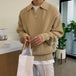 Lapel Sweater Men's Winter Loose Lightly Mature Knitwear Trendy Khaki 0 null