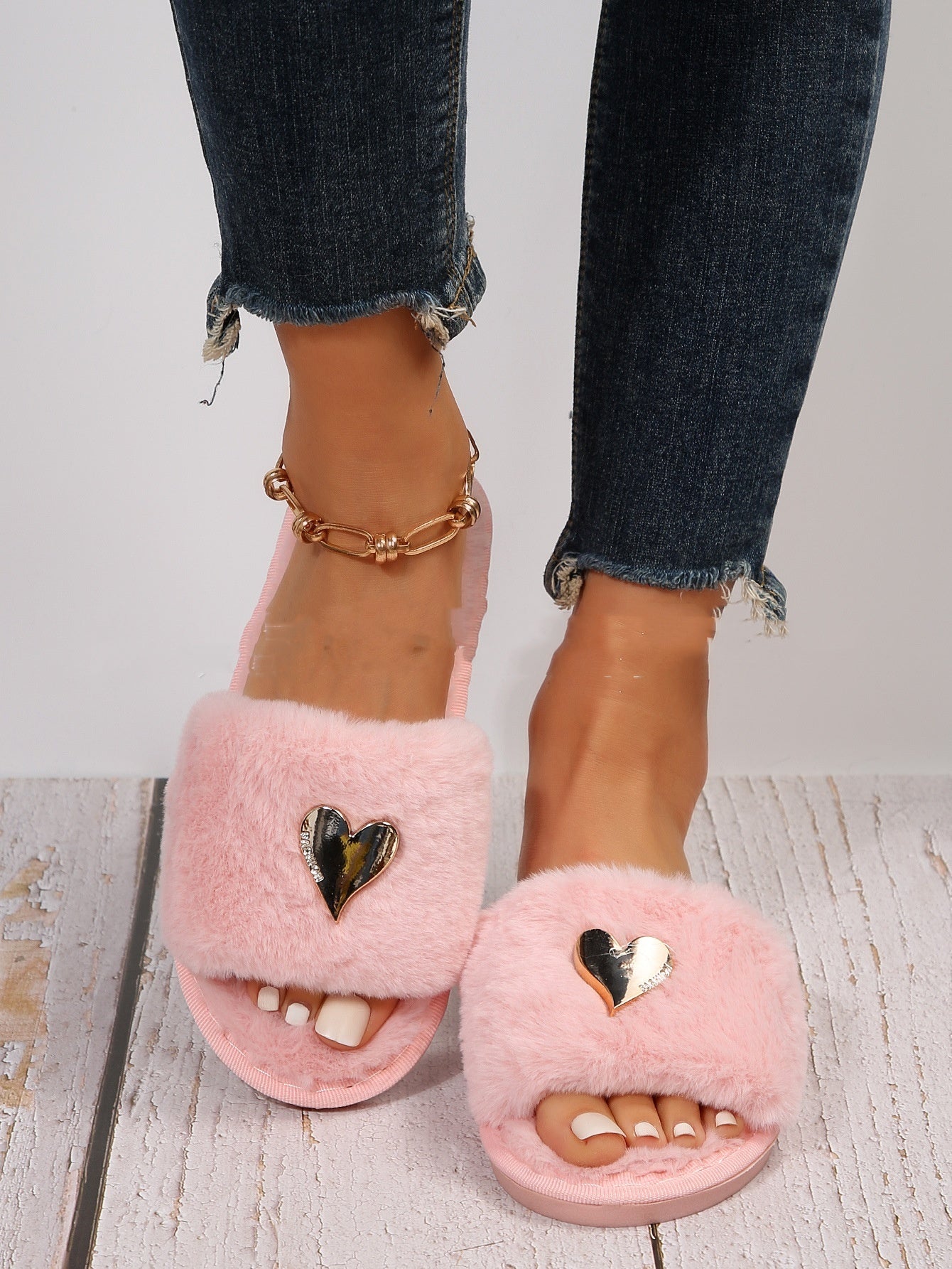 Fluffy Slipper Fall Winter Warm Home Fur Furry Slippers Women Plush Shoes Indoor House Fuzzy Flip Flops Female Padded Fleece Bright Pink shoes Zimivas