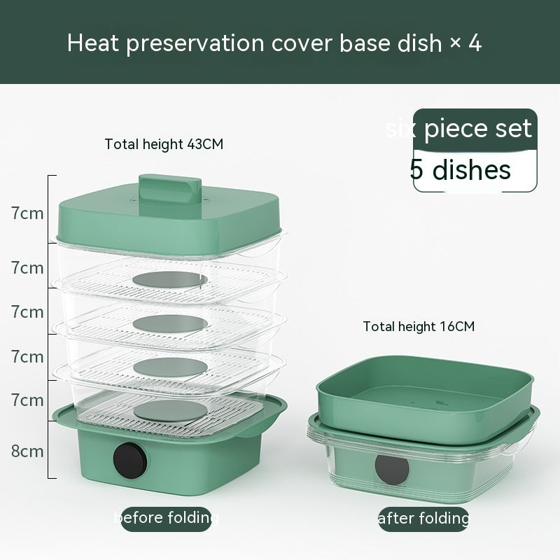 Multi-layer Dish Cover Heat Preservation Kitchen Cover Dining Table Leftover Storage Box Transparent Stack Cooking Hood Steamer D Green Kitchen Storage Zimivas