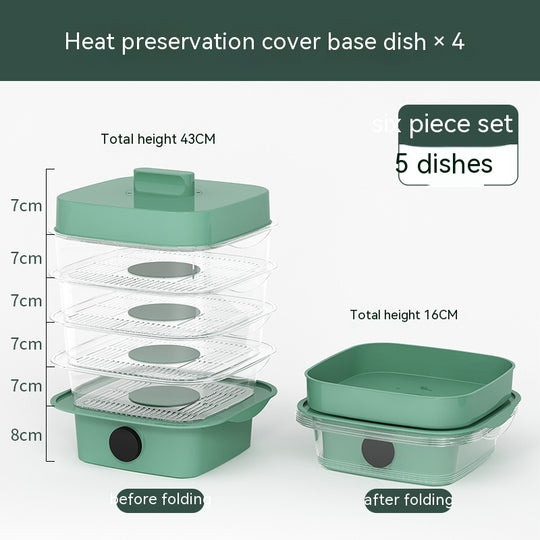 Multi-layer Dish Cover Heat Preservation Kitchen Cover Dining Table Leftover Storage Box Transparent Stack Cooking Hood Steamer D Green Kitchen Storage Zimivas