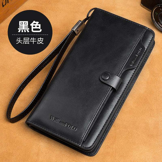 Men's Long Wallet Genuine Leather Wallet Black 0 Zimivas