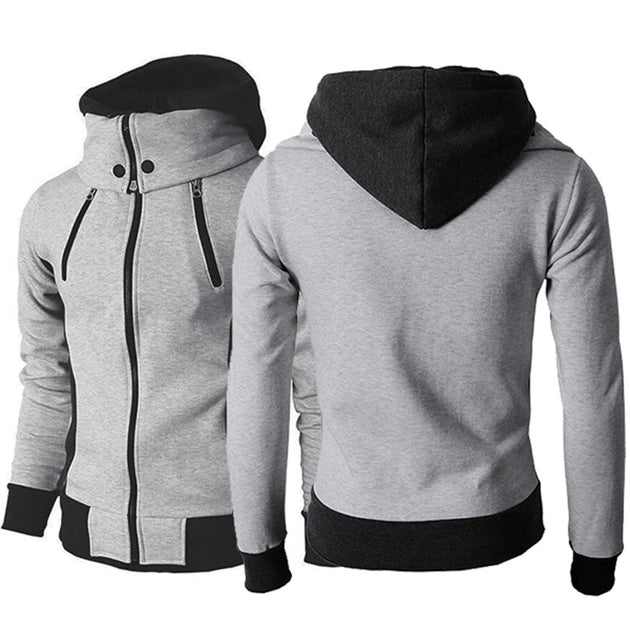 Men's Zip UP Hooded Jacket Fake Two Piece Sports Cardigan Casual Slim Sweatshirt Jacket 0 Zimivas