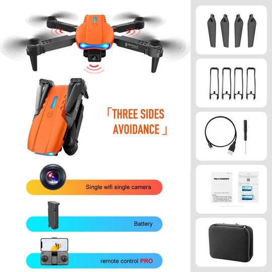 4K Dual Camera Remote Control Three-sided Obstacle Avoidance Drone Obstacle avoidance orange camera Zimivas