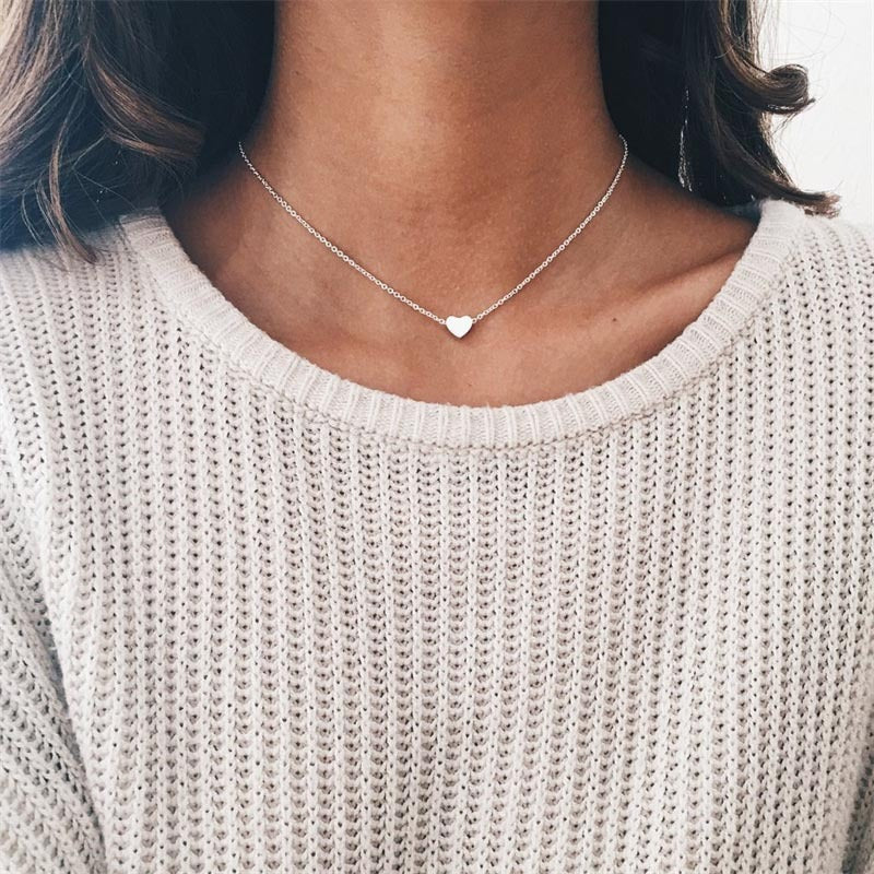 Simple Fashion Gold Color Double-sided Love Pendant Necklaces Clavicle Chains Necklace Women Jewelry Valentines Day Gift 4 null