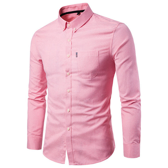 Men S Shirts Korean Men Slim Long Sleeve Dress Shirt Coral 0 null