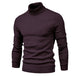 Men's Solid Color Slim Pullover Turtleneck Sweater Winter Casual Tops Clothing Black And Red Men Clothing Zimivas