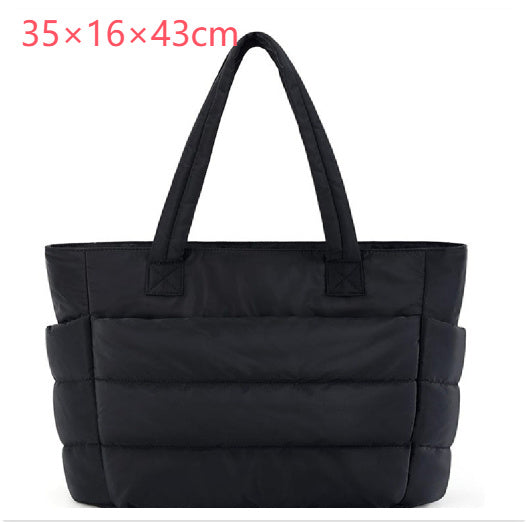 Women's Cotton Handbag Large Zipper Travel Essential Black 35x16x43cm bag Zimivas