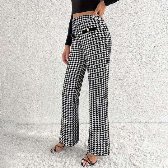 Faux Pocket Fastener Decoration Straight Wide Leg Pants Trousers 0 Zimivas