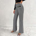 Faux Pocket Fastener Decoration Straight Wide Leg Pants Trousers 0 Zimivas