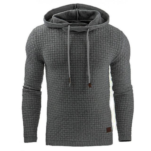 Men's Jacquard Sweater Long-sleeved Hoodie Warm Color Hooded Sweatshirt Jacket Dark Grey Men Clothing Zimivas