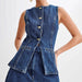 Fashion Denim Suit Summer Casual Sleeveless Button Vest Top And High Waist Shorts Set For Womens Clothing Top 4 null