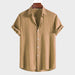 Men's Fashion Solid Color Dark Cell Short Sleeve Shirt 0 null