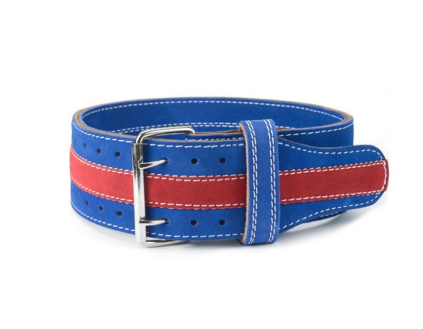 High-quality Four-layer Leather Weight-bearing Strength Training Belt Blue Red 0 null