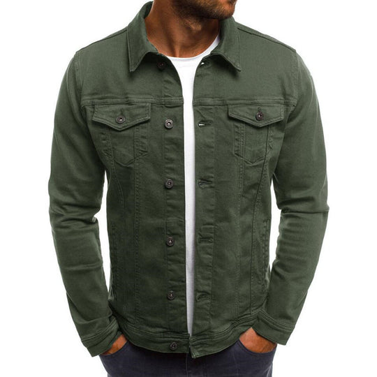 Casual Men Jacket Denim Button Shirt Green 0 null