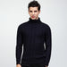 men Fashion Winter Vintage Sweaters Striped Turtleneck Long Sleeve Loose Knitwear pullover Dark blue Men Clothing Zimivas