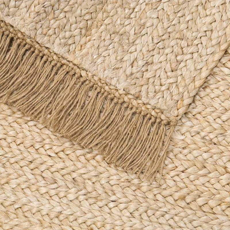 Natural Hand-woven Jute Rug Fringe Edge 0 null