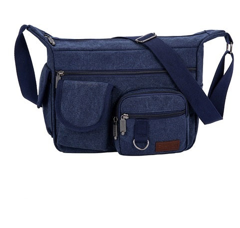 Canvas Bag Men'S Bags Shoulder Messenger Bag Retro Casual Bag Sports Back Bag Men'S Bag Blue Bags Zimivas