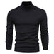 Men's Solid Color Slim Pullover Turtleneck Sweater Winter Casual Tops Clothing Black Men Clothing Zimivas