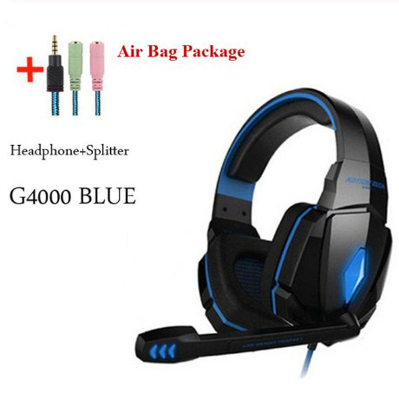 Wired Gaming Headset Headphones Surround Sound Deep Bass Stereo Casque Earphones With Microphone Black blue G4000 Consumer Electronics Zimivas