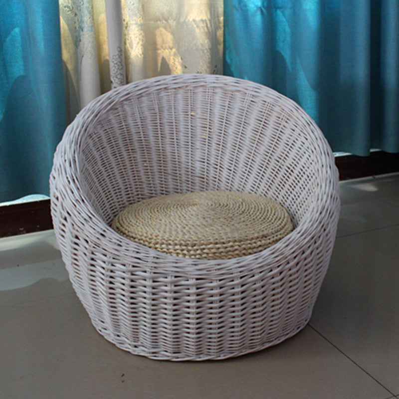 Sofa Chair Creative Wicker Rattan WHITEwith seat cushio M 0 null