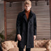 Men's New Long Knee Length Woolen Coat Black 0 null