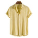 Men's Fashion Solid Color Dark Cell Short Sleeve Shirt Goose Yellow Dark Cell 0 null