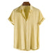 Men's Fashion Solid Color Dark Cell Short Sleeve Shirt Goose Yellow Dark Cell 0 null