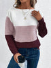 Pullover Knitted Sweater Fashion Round Neck Splicing Knitwear Loose Top Women's Clothing Lotus Root Color Women Clothing Zimivas