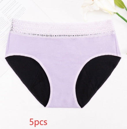 Four-layer Physiological Pants Antibacterial Bottom Gear Briefs Purple 5PCS women underwear null