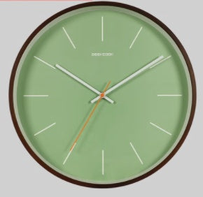 minimalist silent wall clock Green scale walnut wood frame 0 null