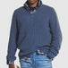 Men's Business Casual Loose Zip Stand Collar Sweater Blue Men Clothing Zimivas