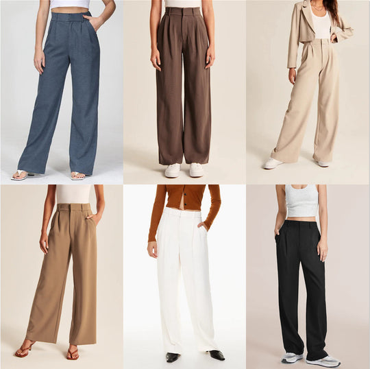 High Waist Straight Trousers With Pockets Wide Leg Casual Pants For Women 0 null