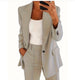 Fashion Polo Collar Slim-fit Cardigan Graceful Suit Jacket Women Apricot A set 0 null