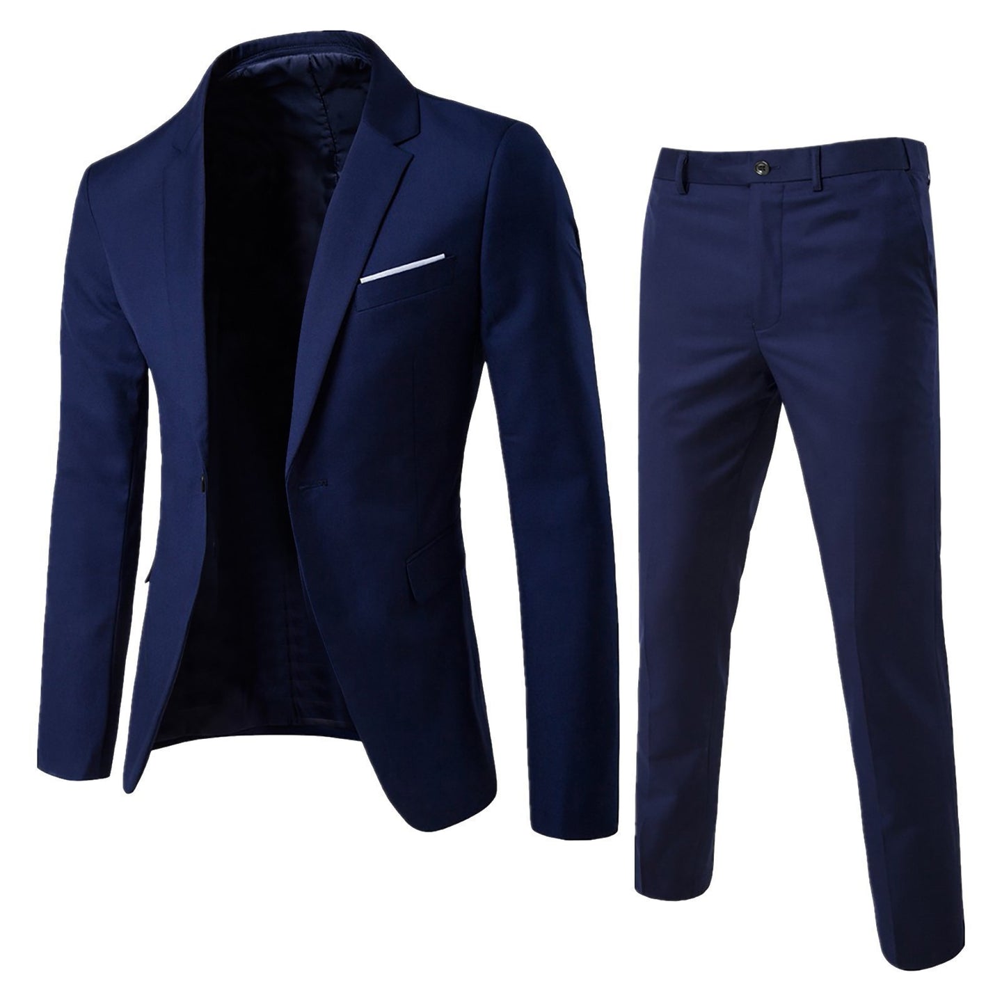 Two-piece Suit Business Professional Formal Wear Korean Slim Fit Navy Blue Men Clothing Zimivas