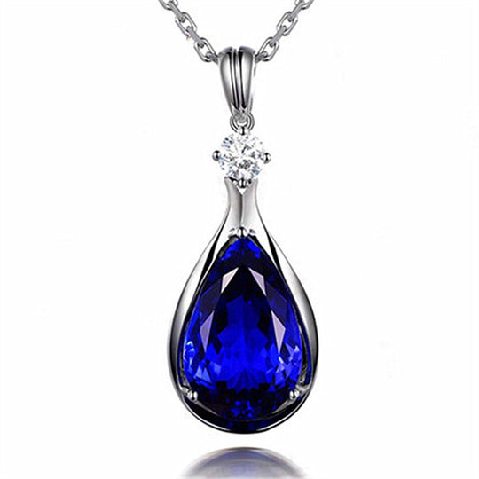 Angel Eyes Blue Crystal Sapphire Tanzanite Pendant Necklaces For Women Jewelry Bijoux Party Fashion Gifts jewelry Zimivas