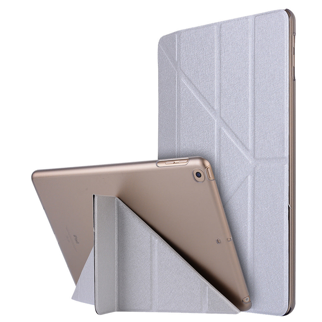 Compatible with Apple, Applicable to new ipadPro11 silk holster ultra-thin protective shell 9.7 dormant deformation leather case silvery 0 Zimivas