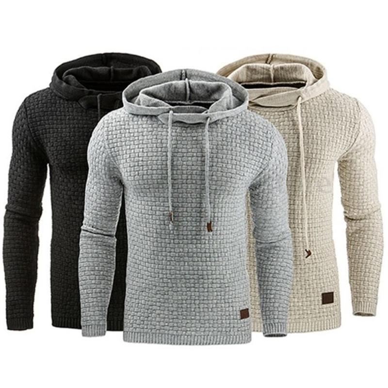 Men's Jacquard Sweater Long-sleeved Hoodie Warm Color Hooded Sweatshirt Jacket Men Clothing Zimivas